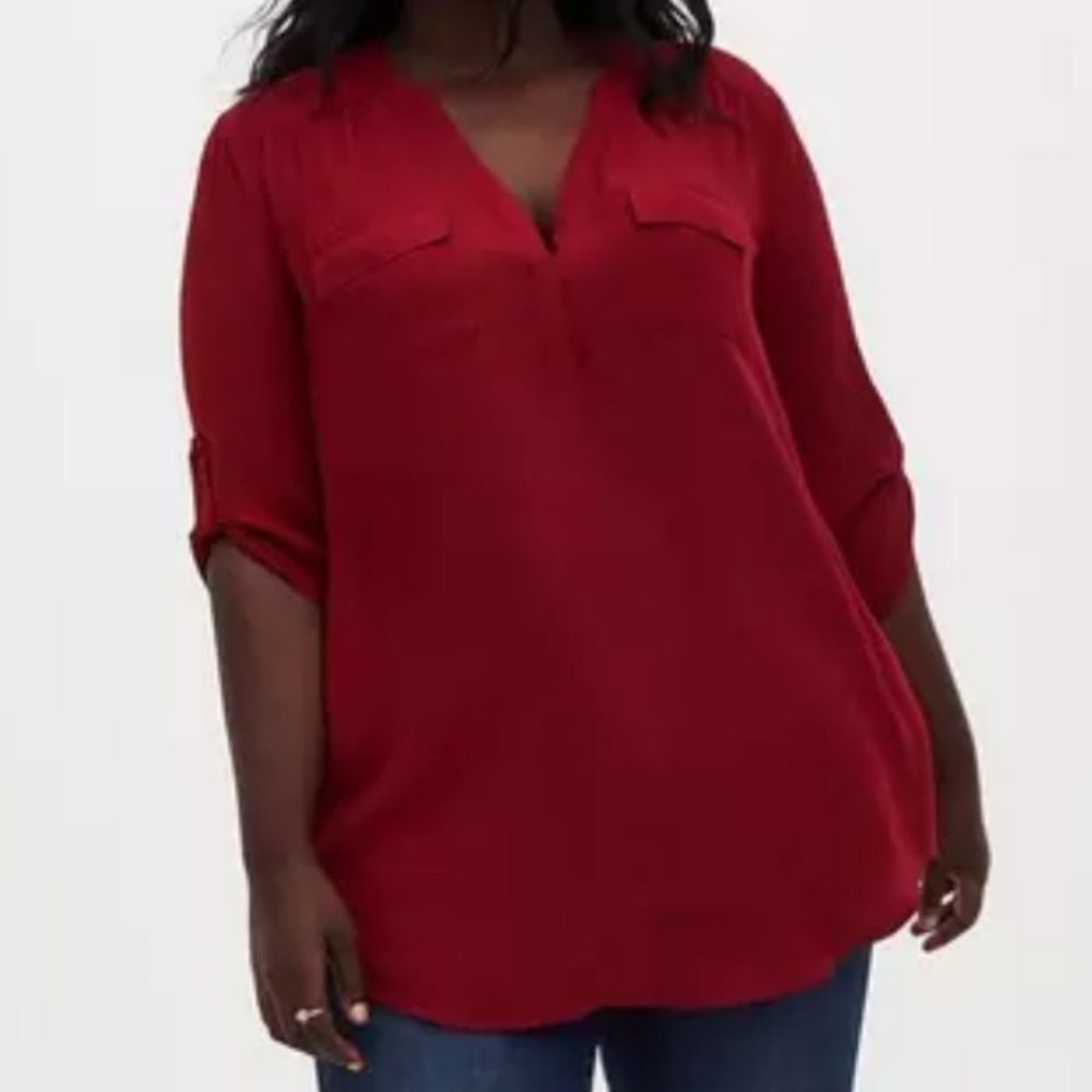 Torrid Harper Georgette Pullover 3/4 Sleeve Tunic Blouse